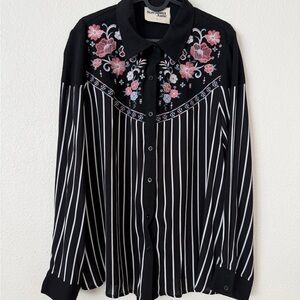 Savanna Jane Black Women's Top with Subtle Texture embroidered